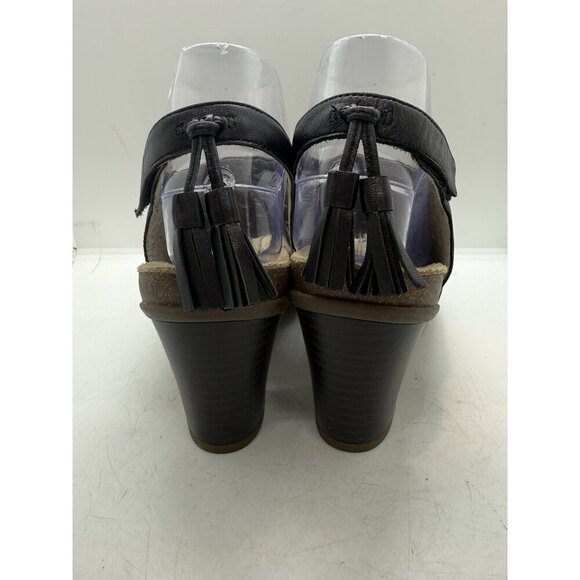 Abeo Berrie Black Leather Sandals Women's Sz 7M Open Toe Slingback Block Heel - Picture 4 of 9